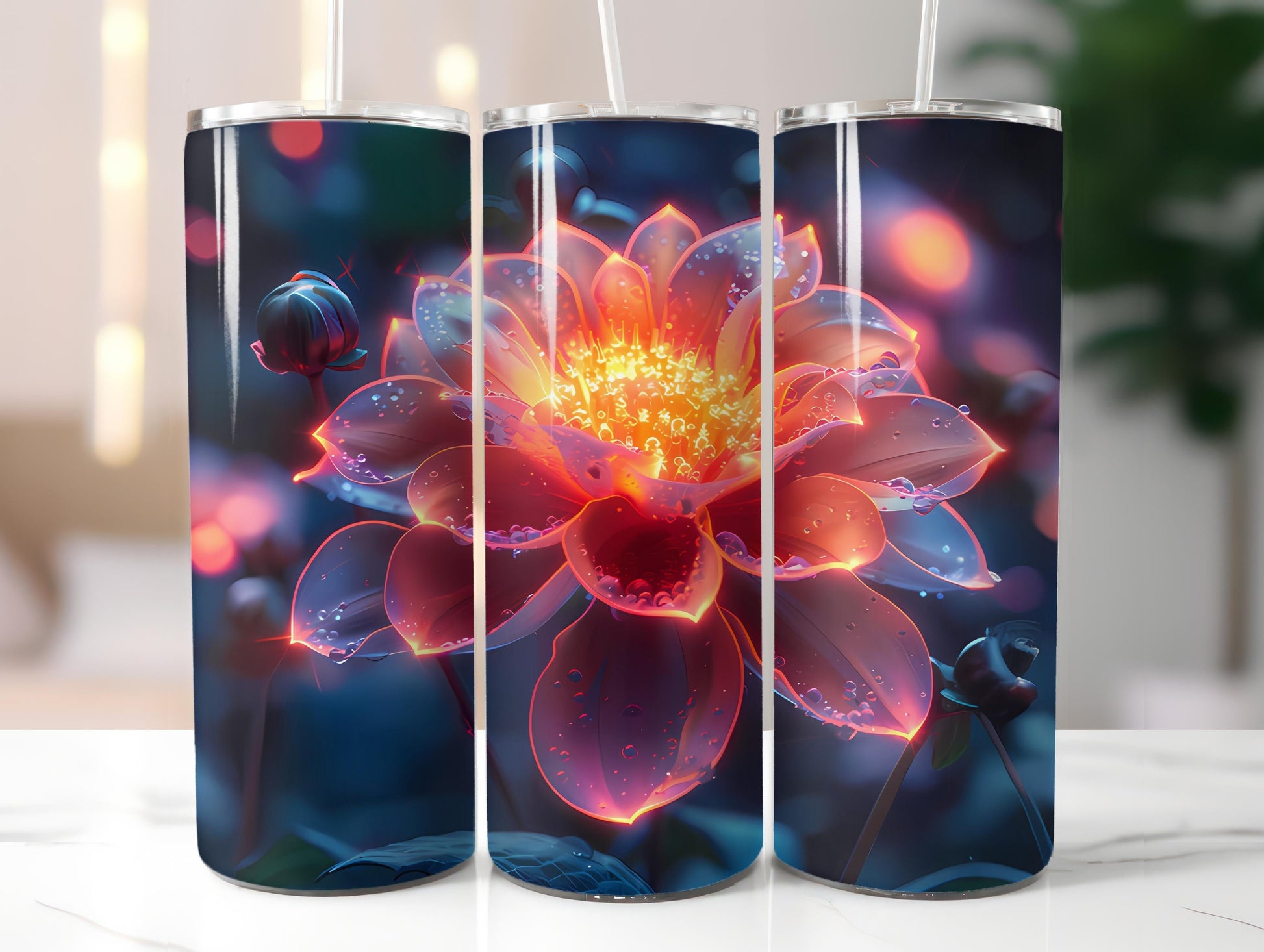 Neon Flowers Tumbler Wrap - CraftNest - Digital Crafting and Art