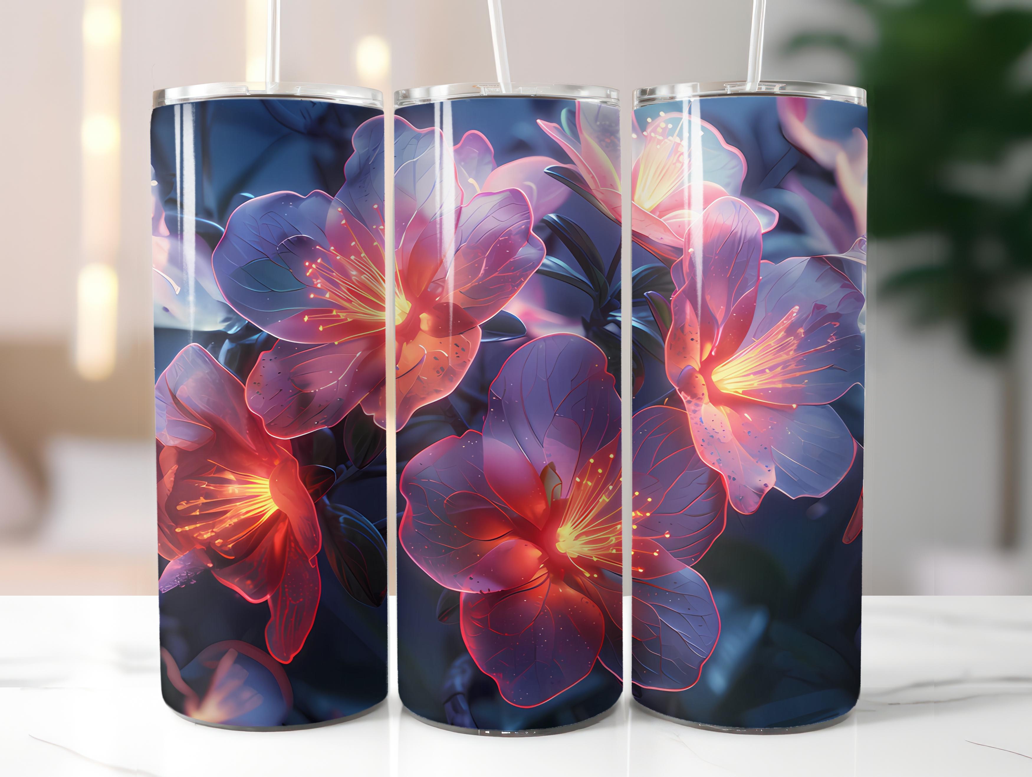 Neon Flowers Tumbler Wrap - CraftNest - Digital Crafting and Art
