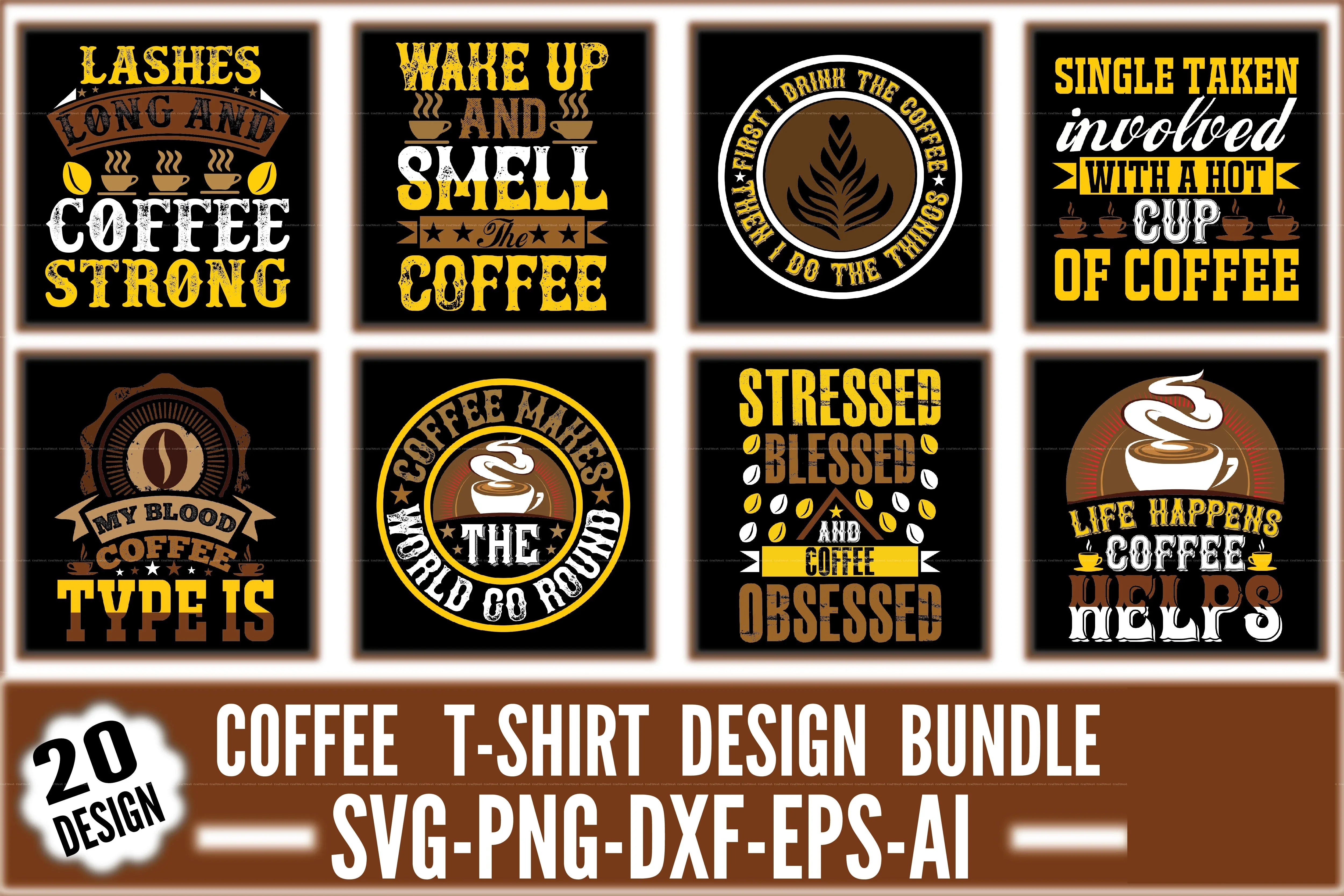 Coffee T-Shirt Design SVG Bundle 2 - CraftNest - Digital Crafting and Art