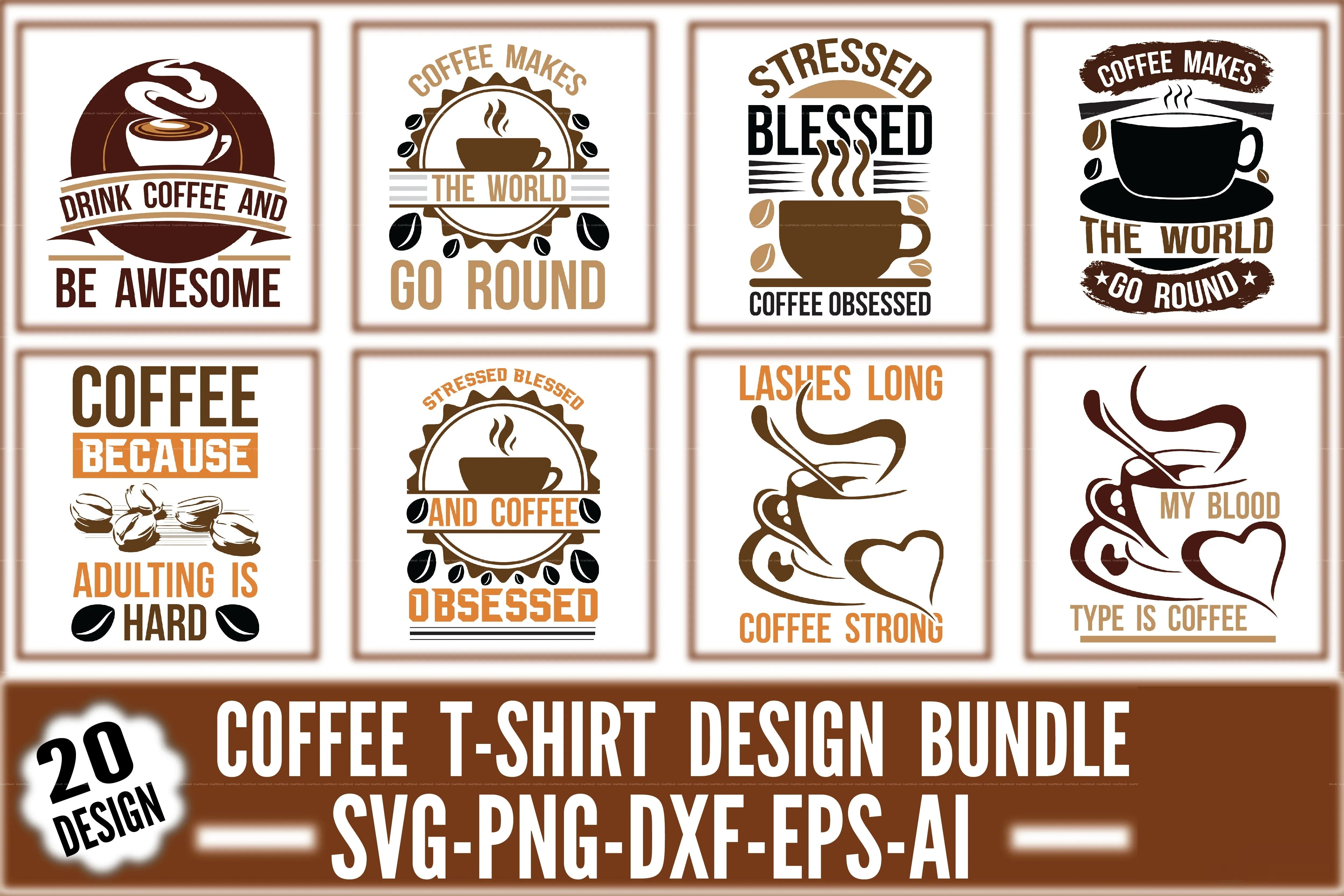 Coffee T-Shirt Design SVG Bundle 3 - CraftNest - Digital Crafting and Art