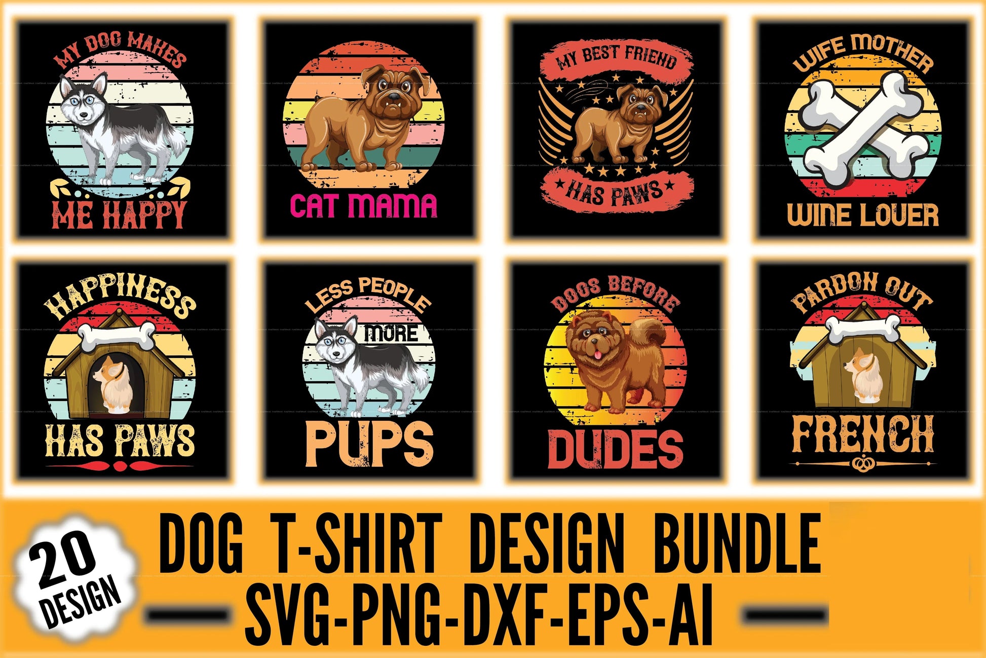 Dog T-Shirt Design SVG Bundle 2 - CraftNest - Digital Crafting and Art