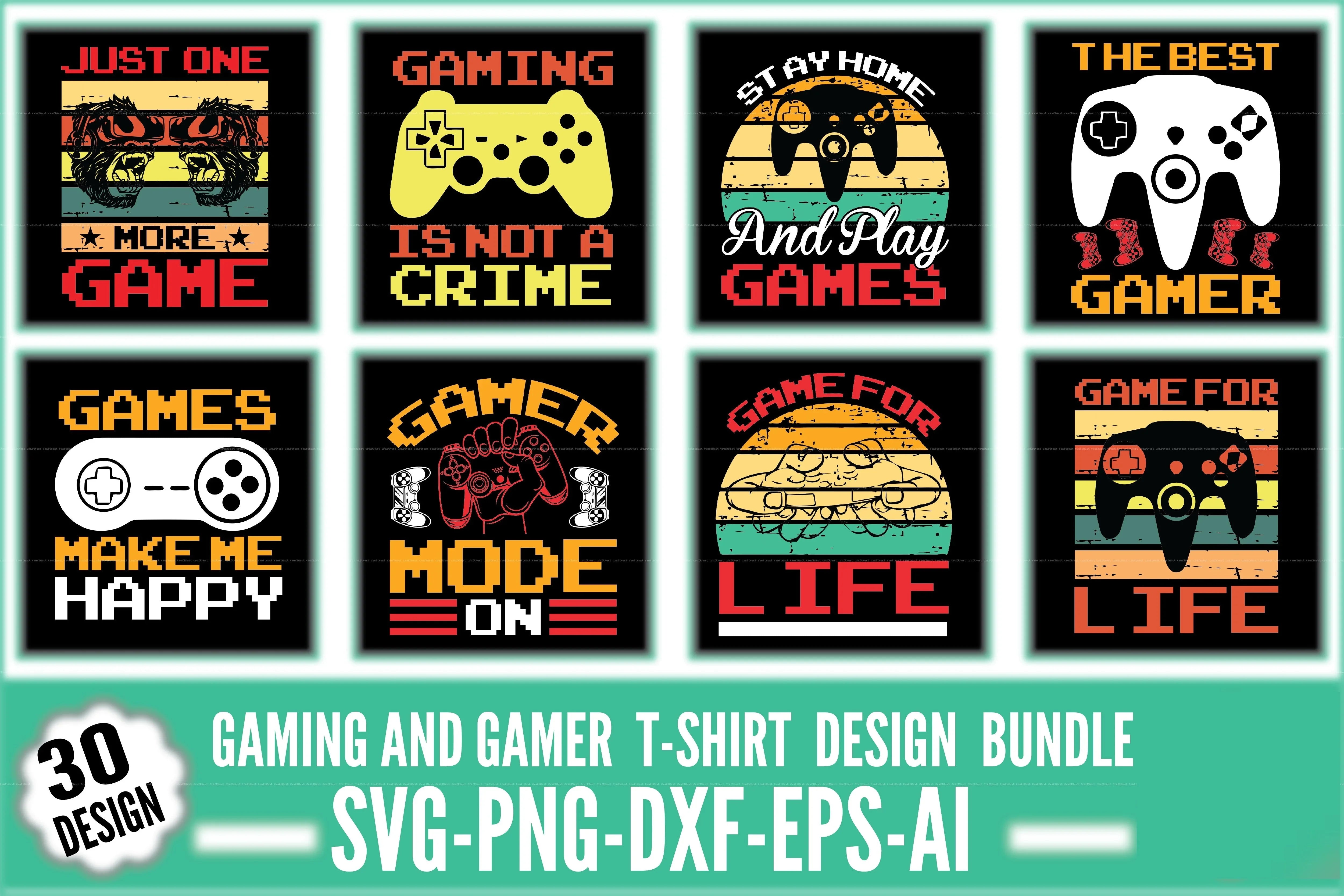 Gaming T-Shirt Design SVG Bundle