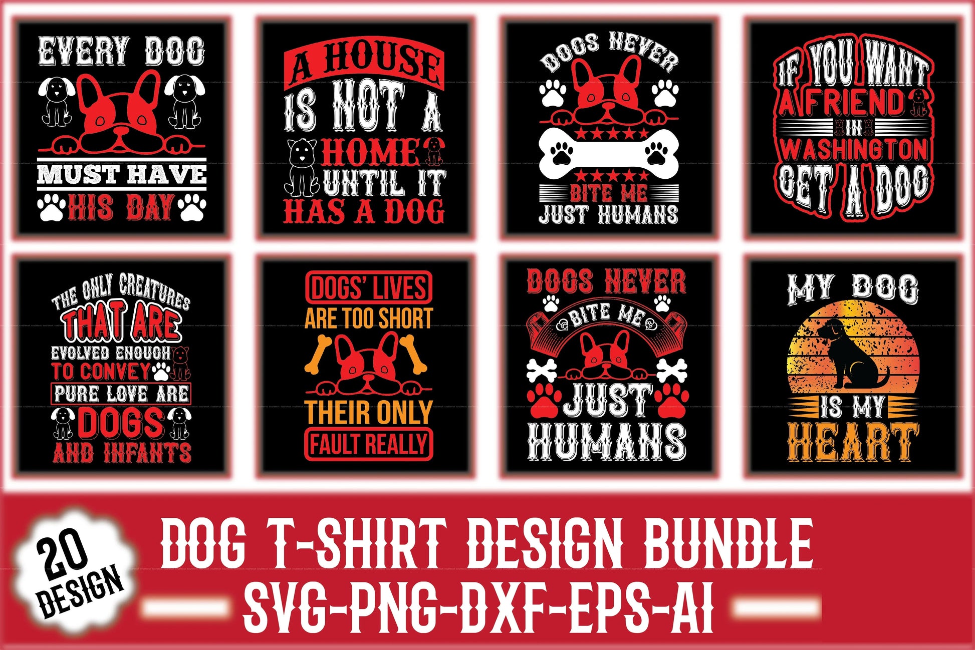 Dog Design SVG Bundle 5 - CraftNest - Digital Crafting and Art