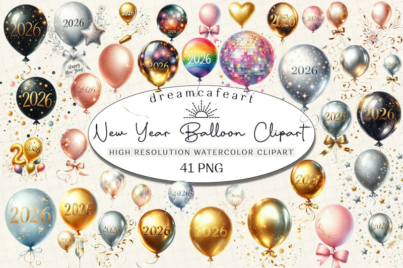 New Year Balloon Clipart Bundle - CraftNest - Digital Crafting and Art
