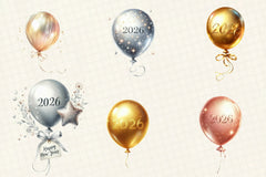 New Year Balloon Clipart Bundle - CraftNest - Digital Crafting and Art