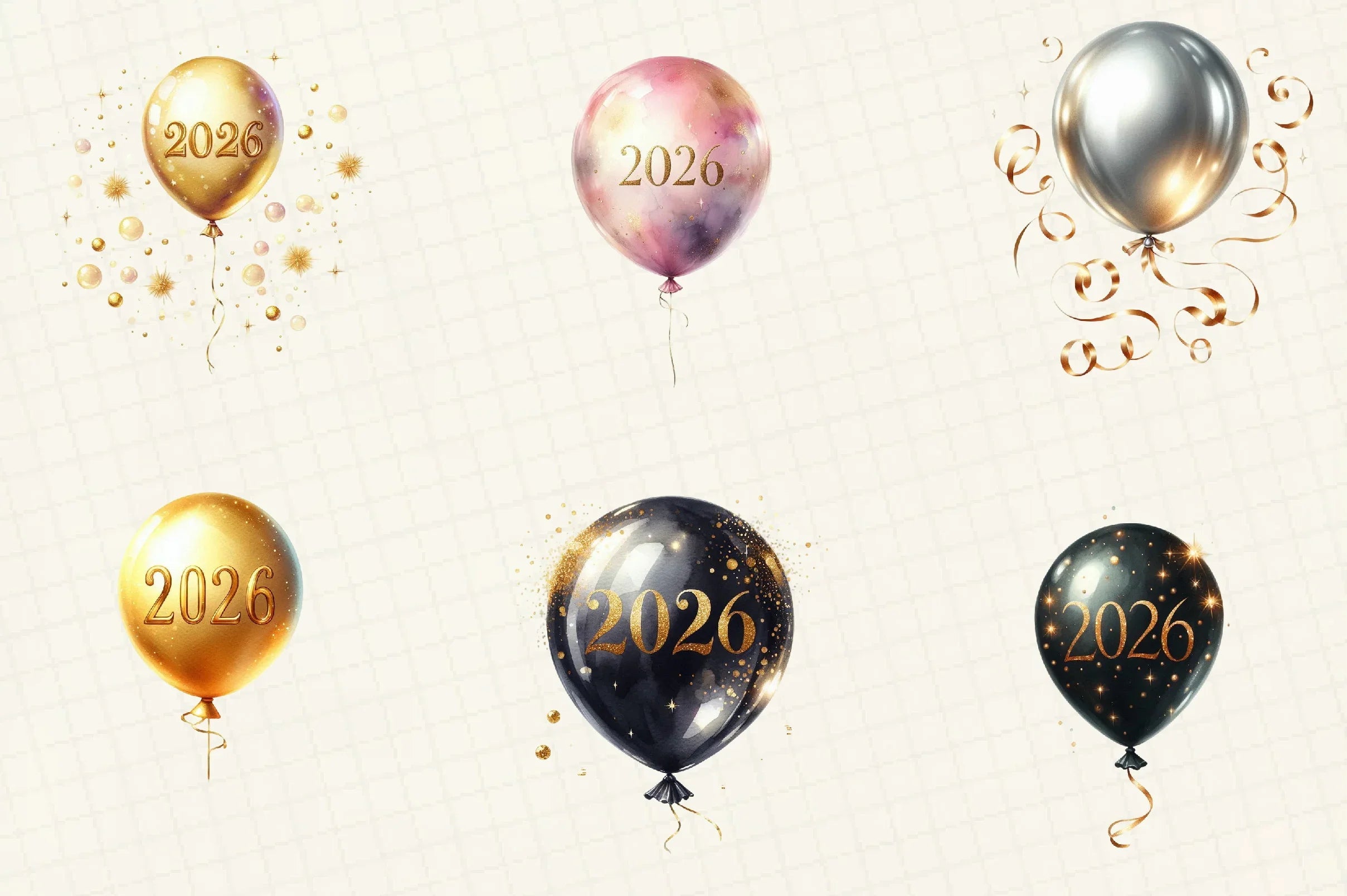 New Year Balloon Clipart Bundle - CraftNest - Digital Crafting and Art