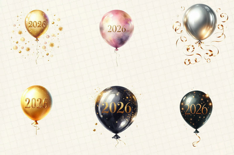 New Year Balloon Clipart Bundle - CraftNest - Digital Crafting and Art