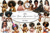 New Year Black American Girl Clipart Bundle