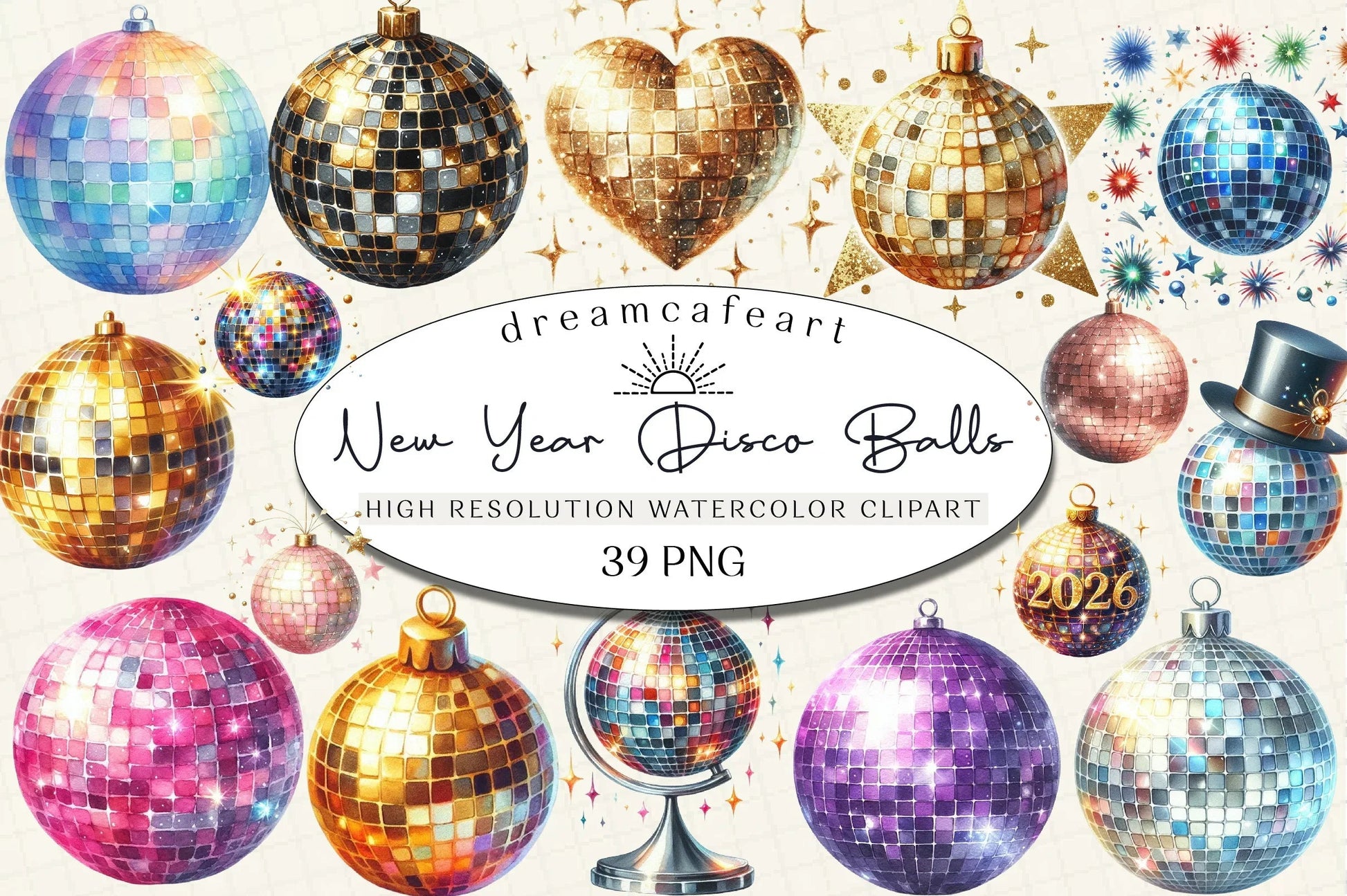 New Year Disco Balls Clipart Bundle - CraftNest - Digital Crafting and Art