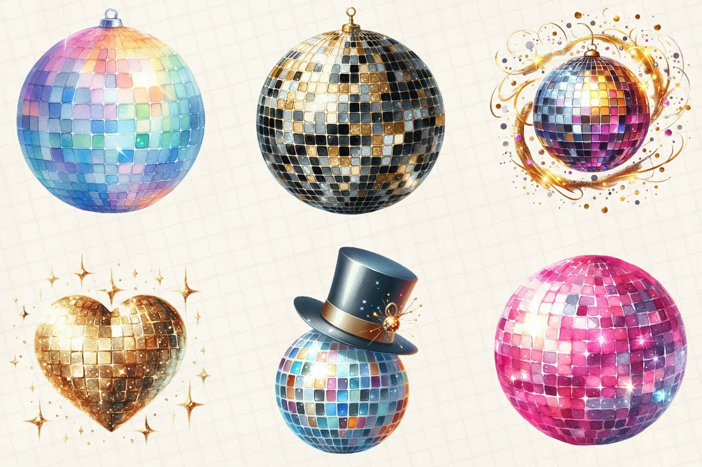 New Year Disco Balls Clipart Bundle - CraftNest - Digital Crafting and Art