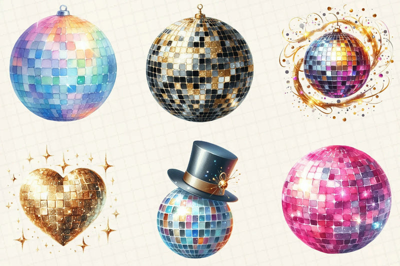 New Year Disco Balls Clipart Bundle - CraftNest - Digital Crafting and Art