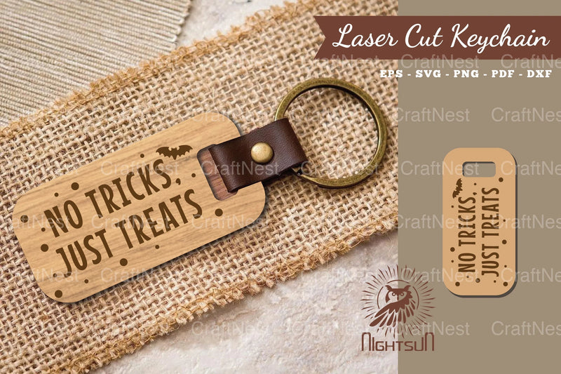 No Tricks Just Treat Laser Cut Keychain Design - CraftNest - Digital Crafting and Art