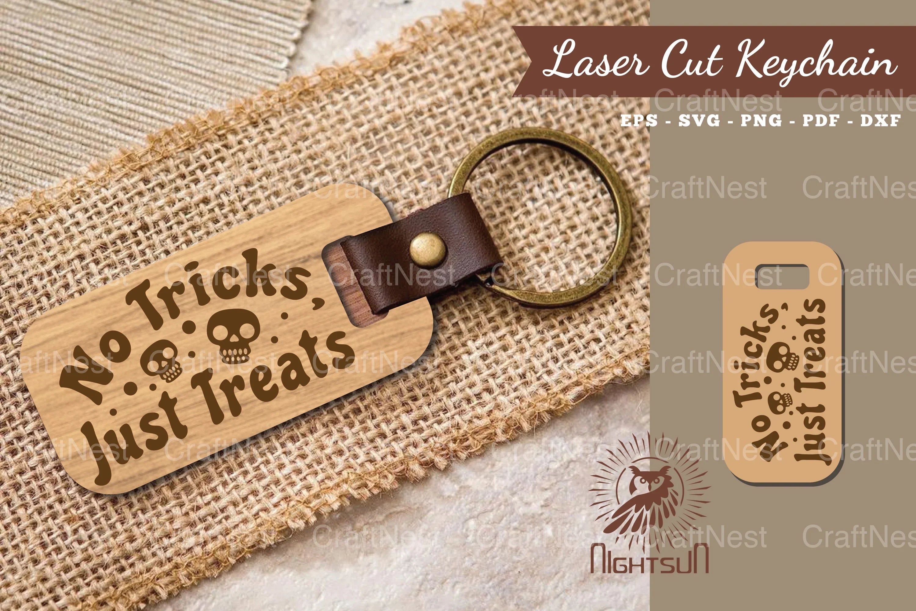 No Tricks Just Treat Laser Cut Keychain Design - CraftNest - Digital Crafting and Art
