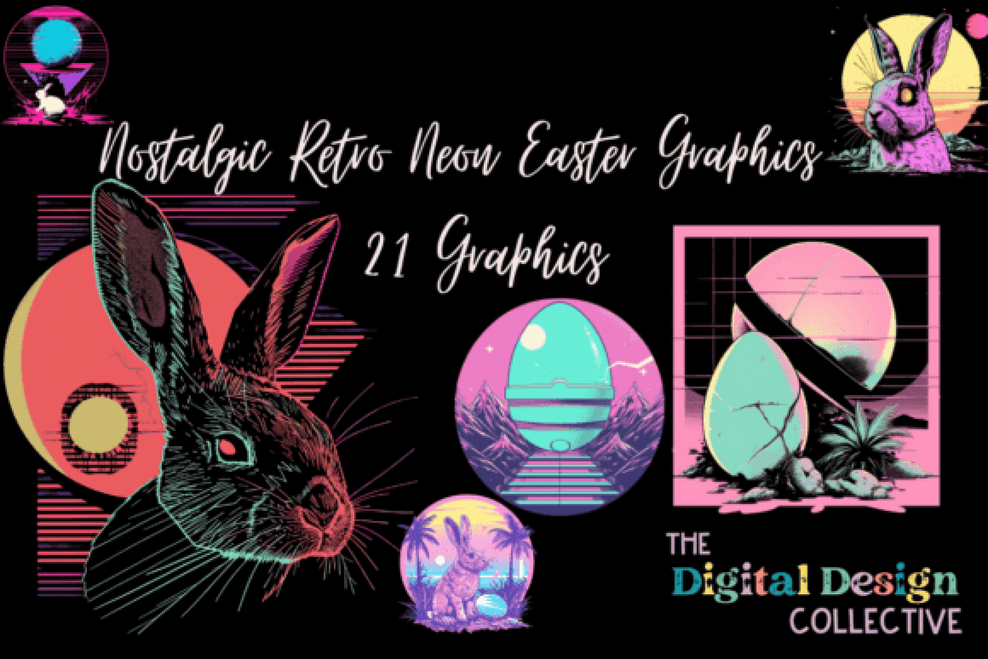 Nostalgic Neon Easter Graphics Collection - CraftNest - Digital Crafting and Art