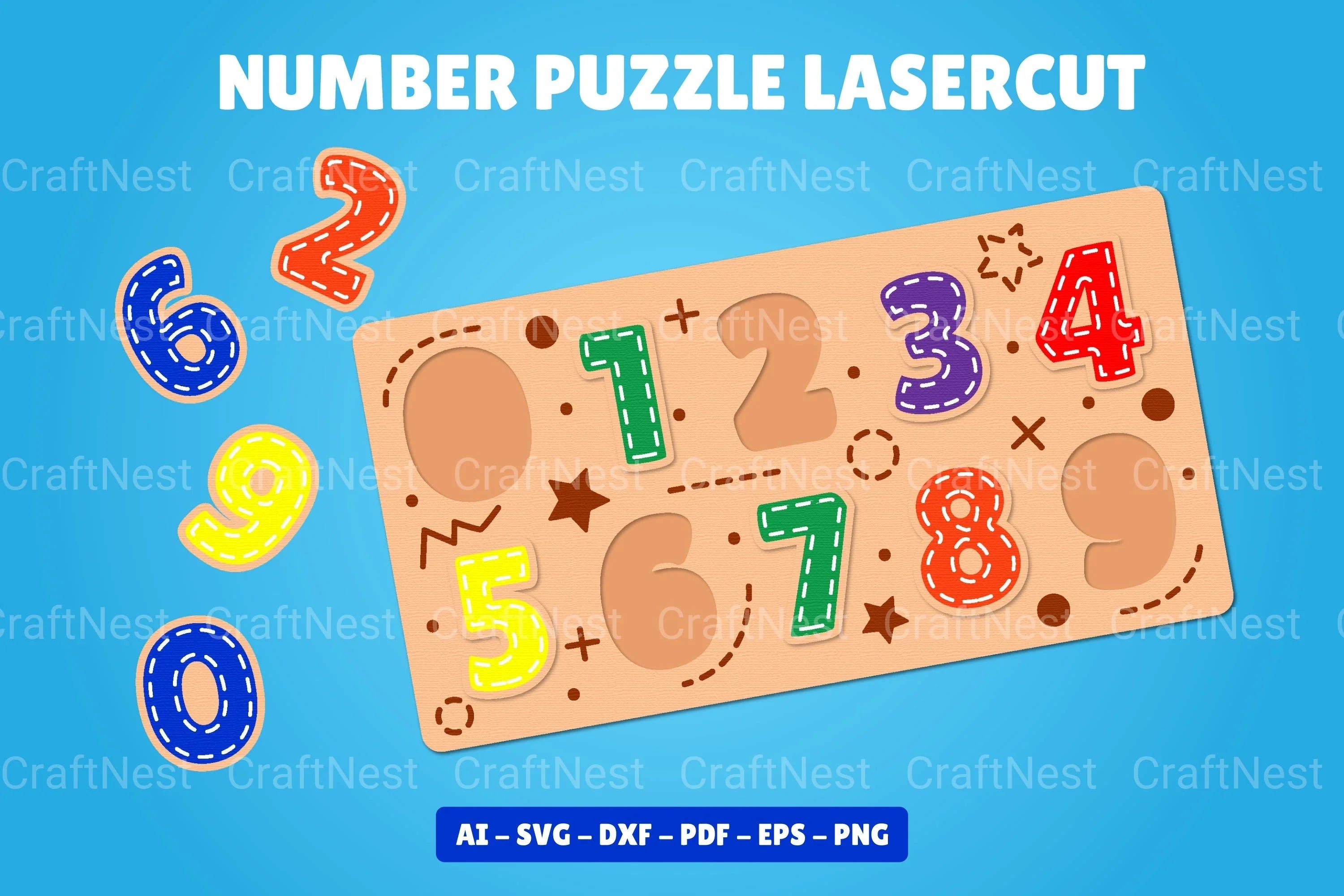 Number Puzzle Lasercut SVG Bundle - CraftNest - Digital Crafting and Art
