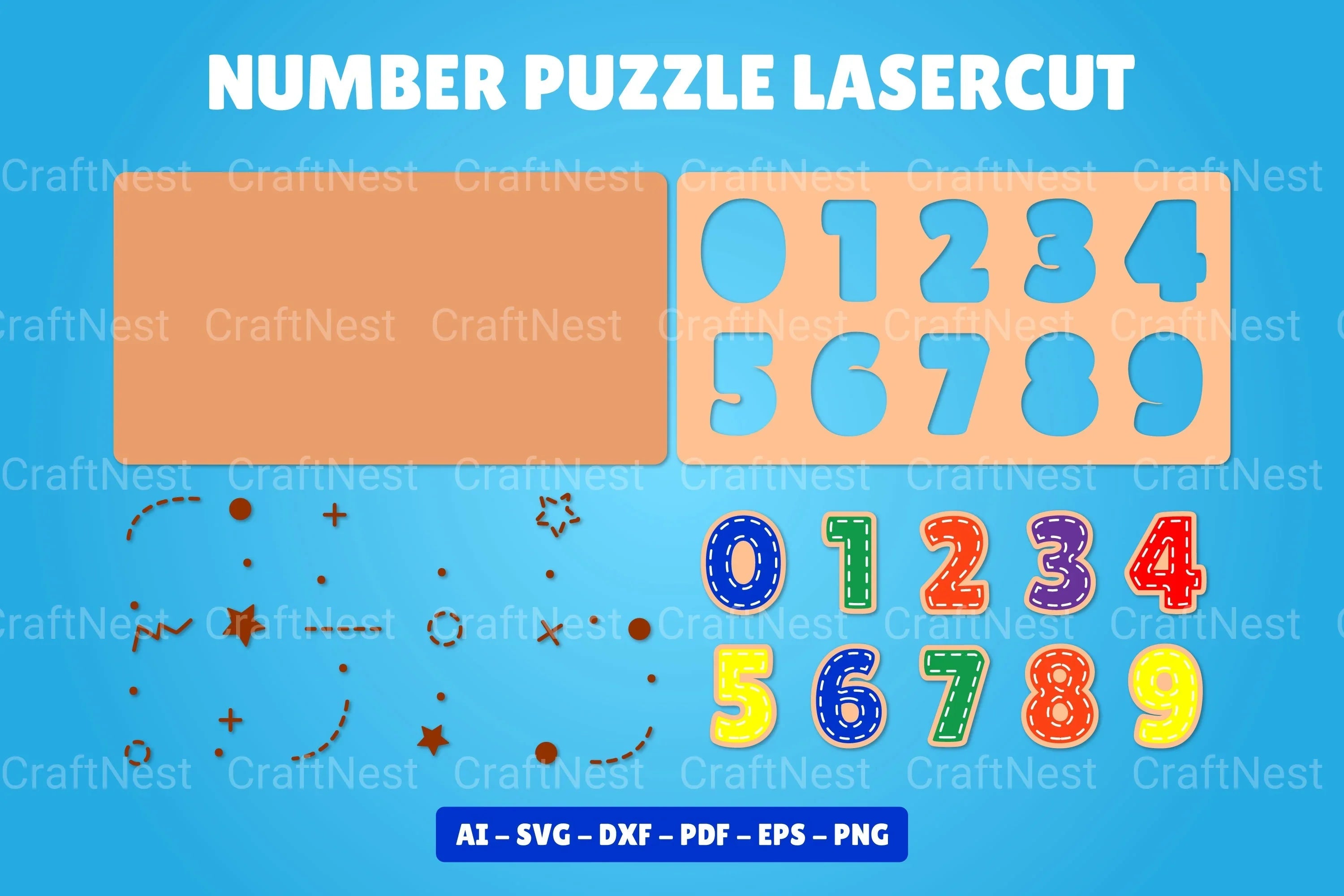 Number Puzzle Lasercut SVG Bundle - CraftNest - Digital Crafting and Art