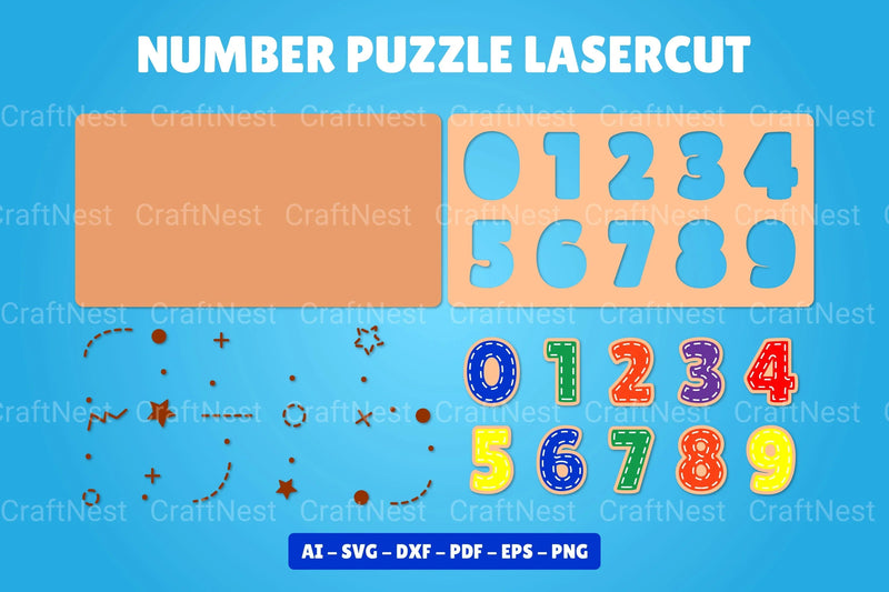 Number Puzzle Lasercut SVG Bundle - CraftNest - Digital Crafting and Art