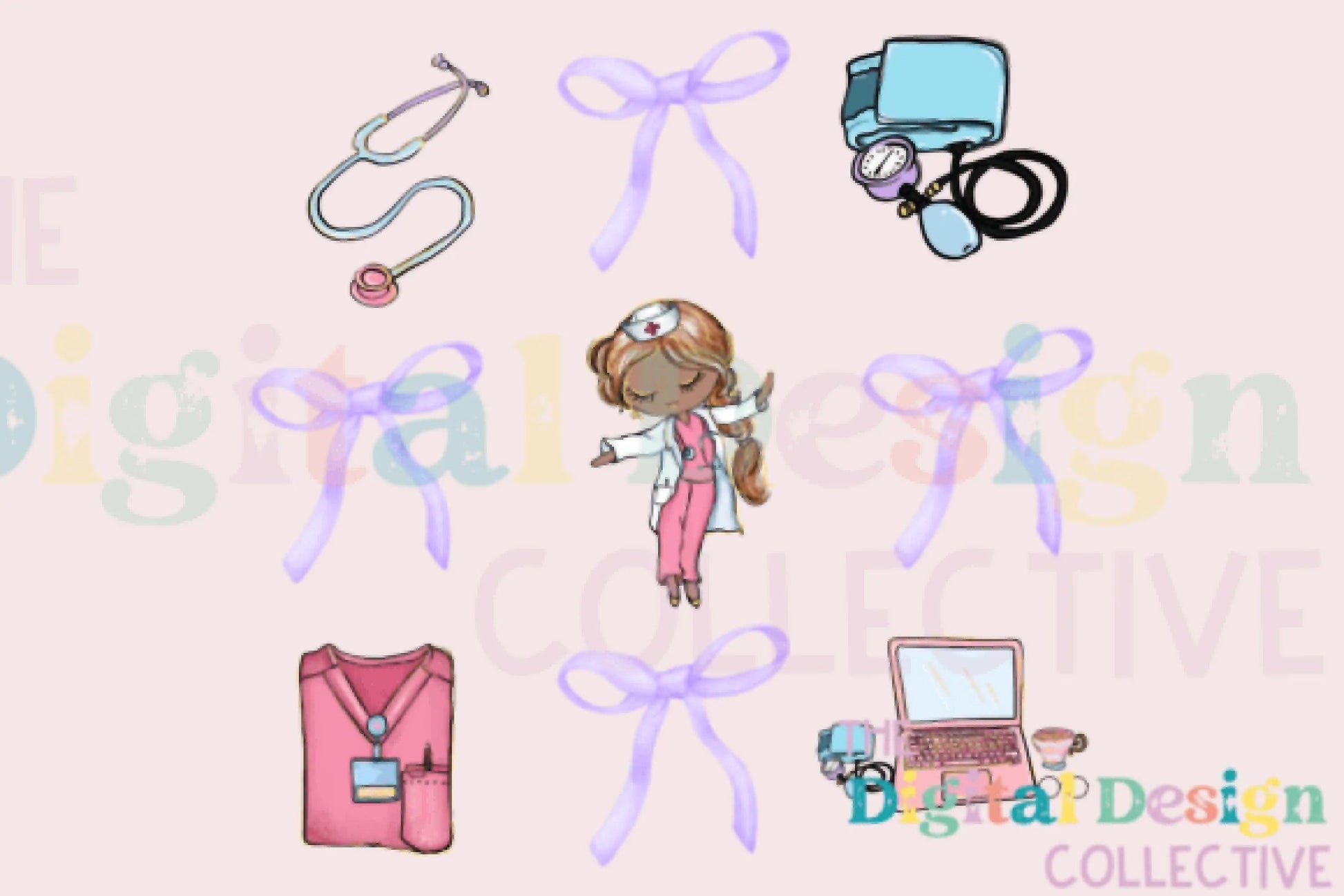 Chic Nurse Coquette Bow Clipart Bundle - CraftNest - Digital Crafting and Art