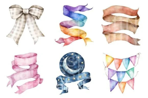 Nursery Ribbon Banner Clipart Bundle - CraftNest - Digital Crafting and Art