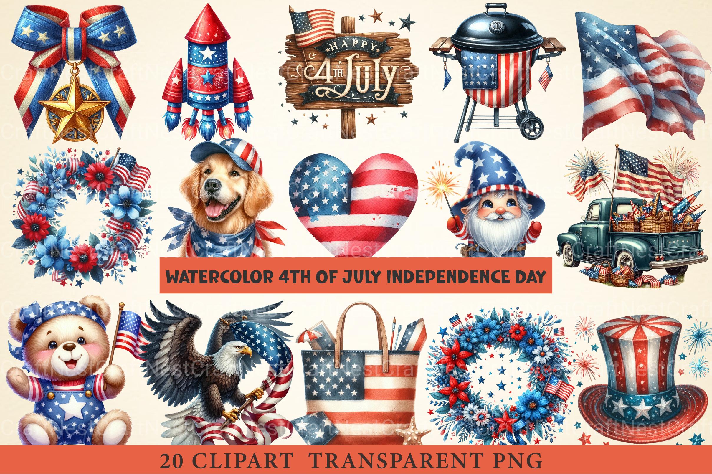 4th of July Independence Day Clipart - CraftNest - Digital Crafting and Art