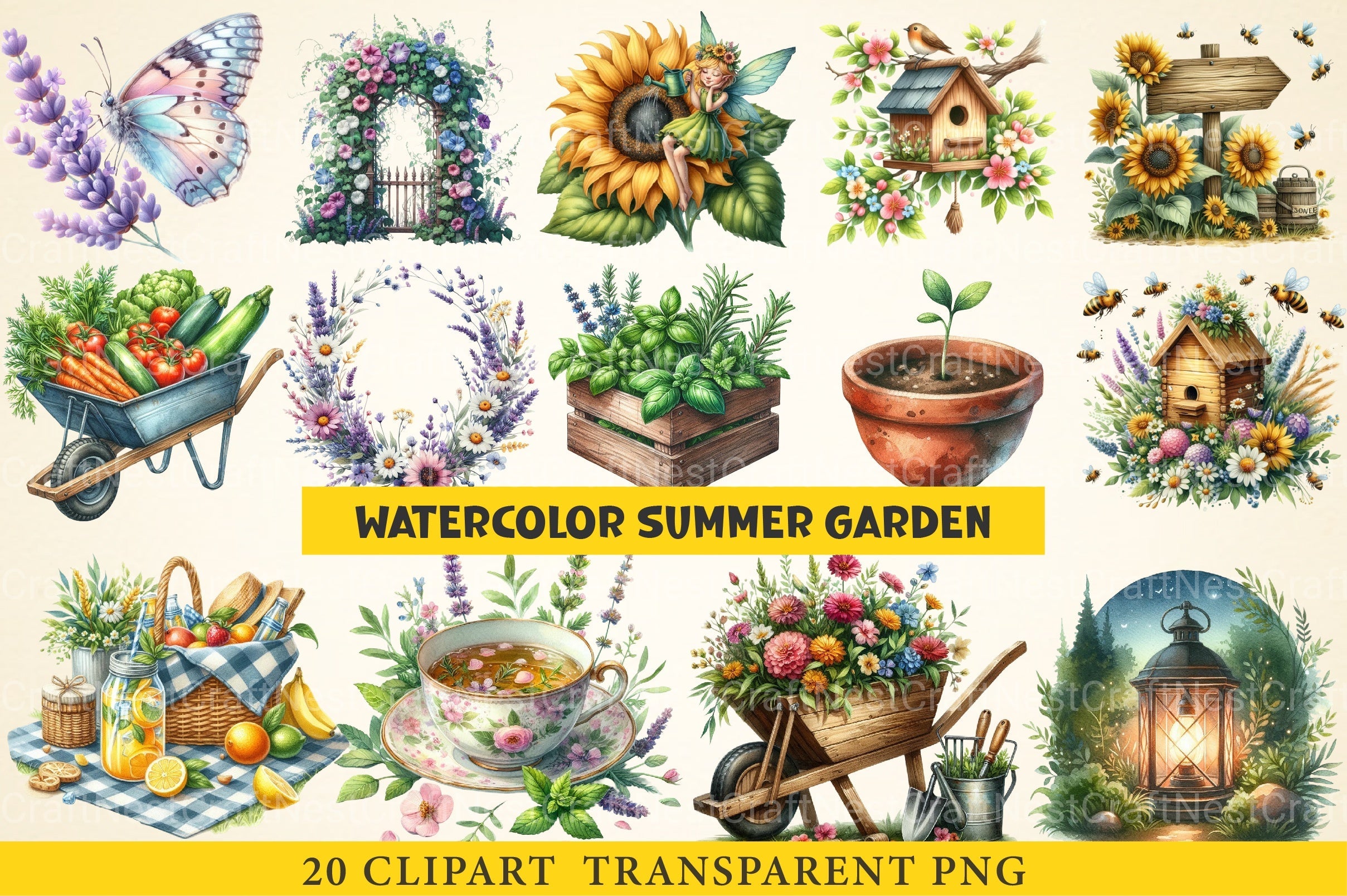 Summer Garden Clipart Bundle - CraftNest - Digital Crafting and Art