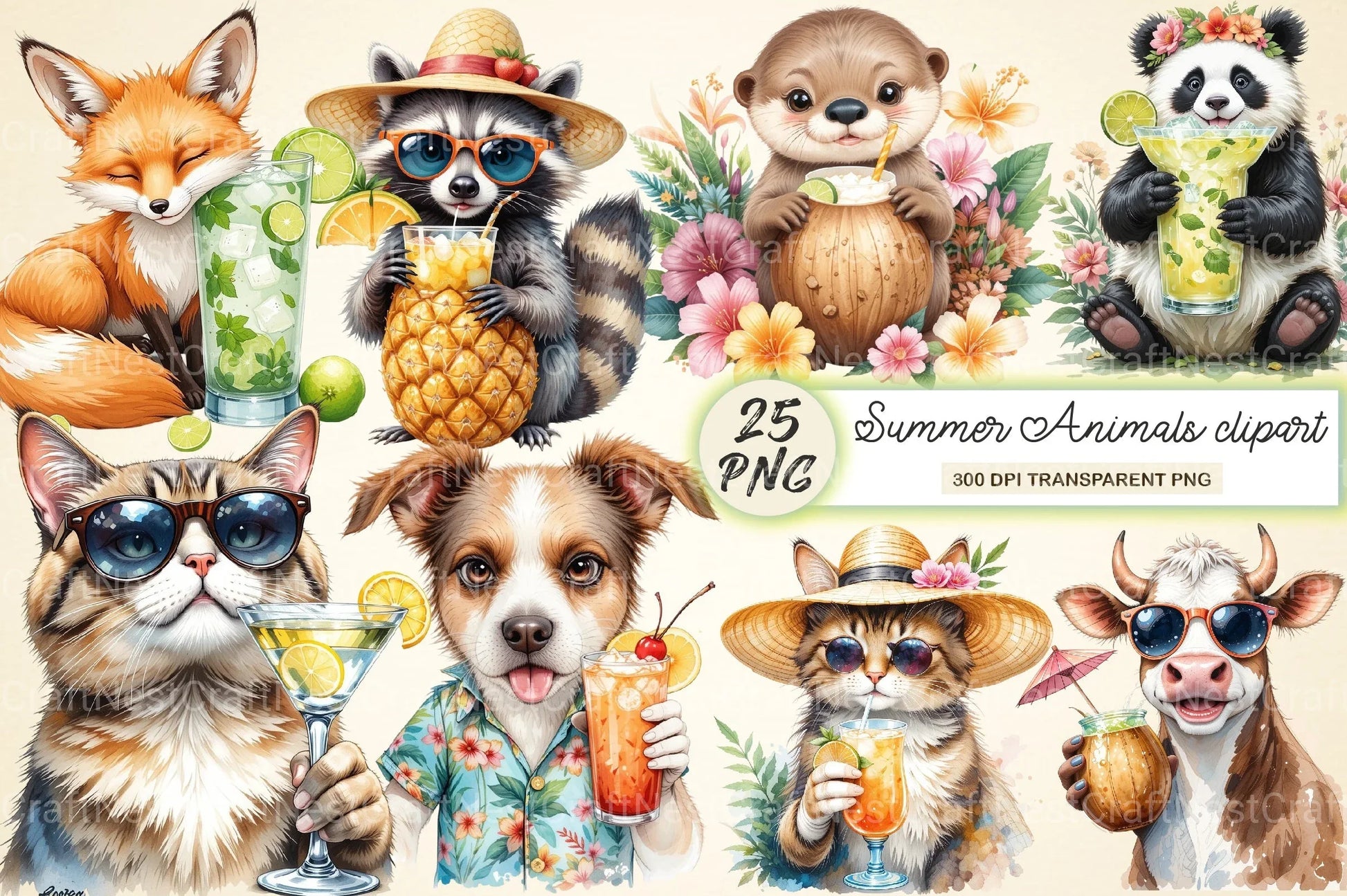Summer Animals Clipart Bundle - CraftNest - Digital Crafting and Art