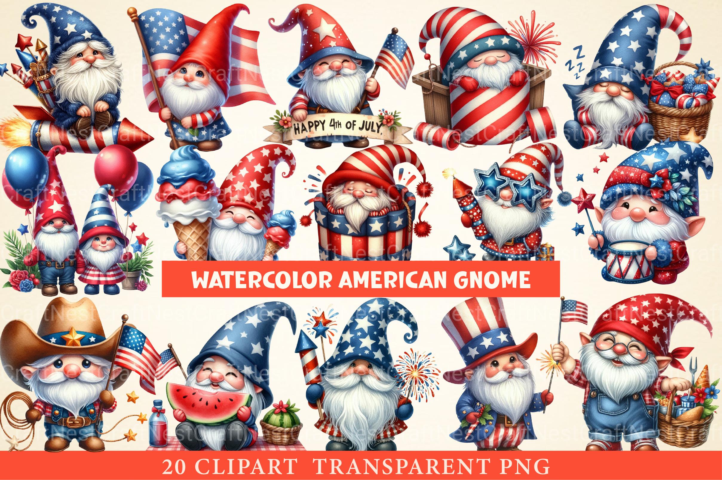 American Gnome Clipart - CraftNest - Digital Crafting and Art