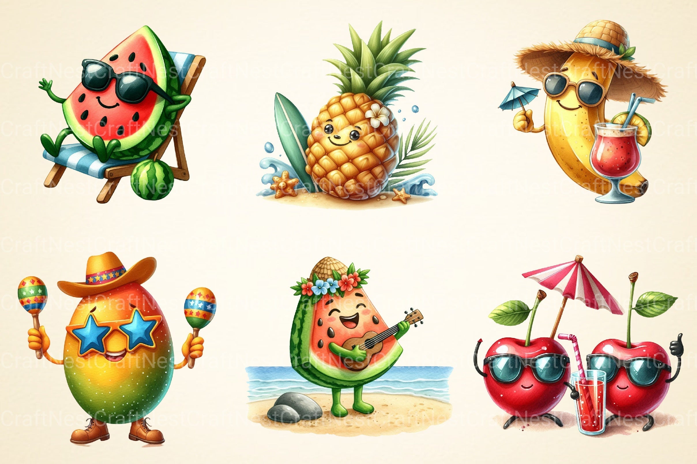 Funny Fruit Clipart Bundle - CraftNest - Digital Crafting and Art