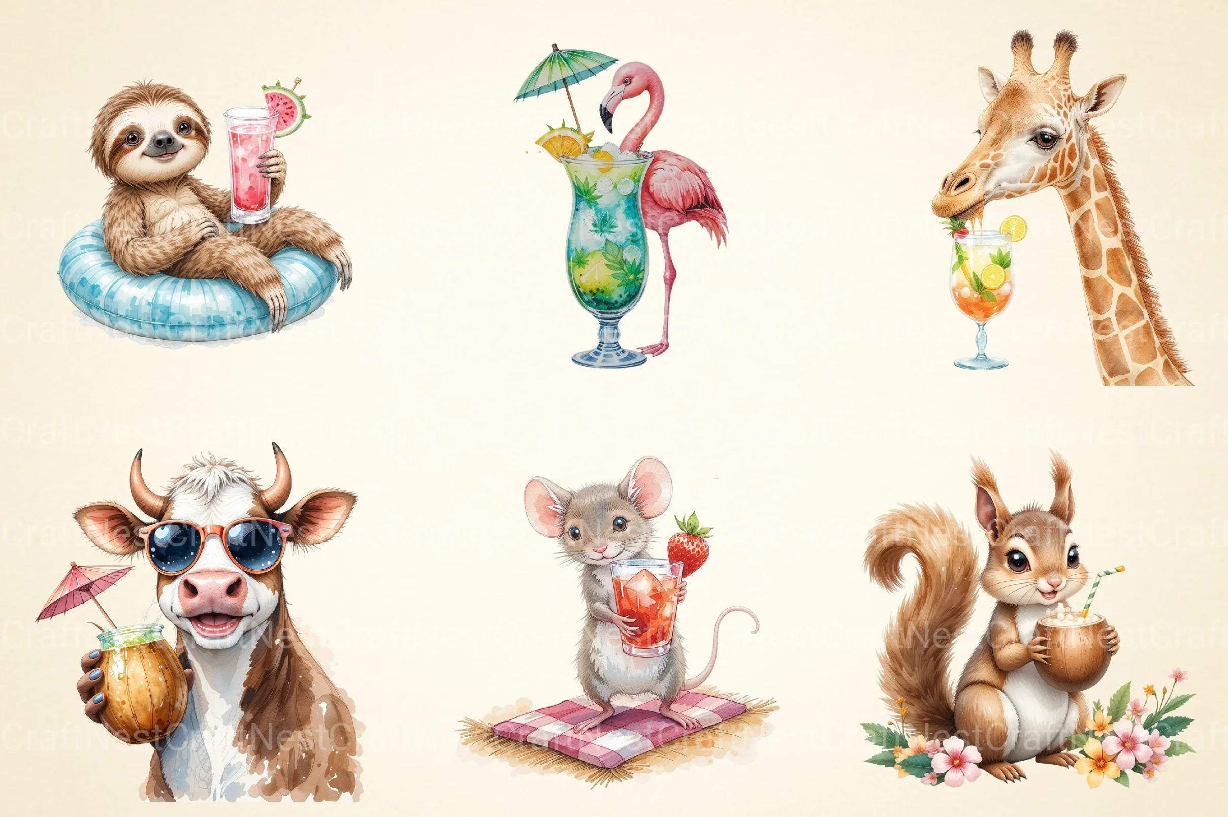 Summer Animals Clipart Bundle - CraftNest - Digital Crafting and Art