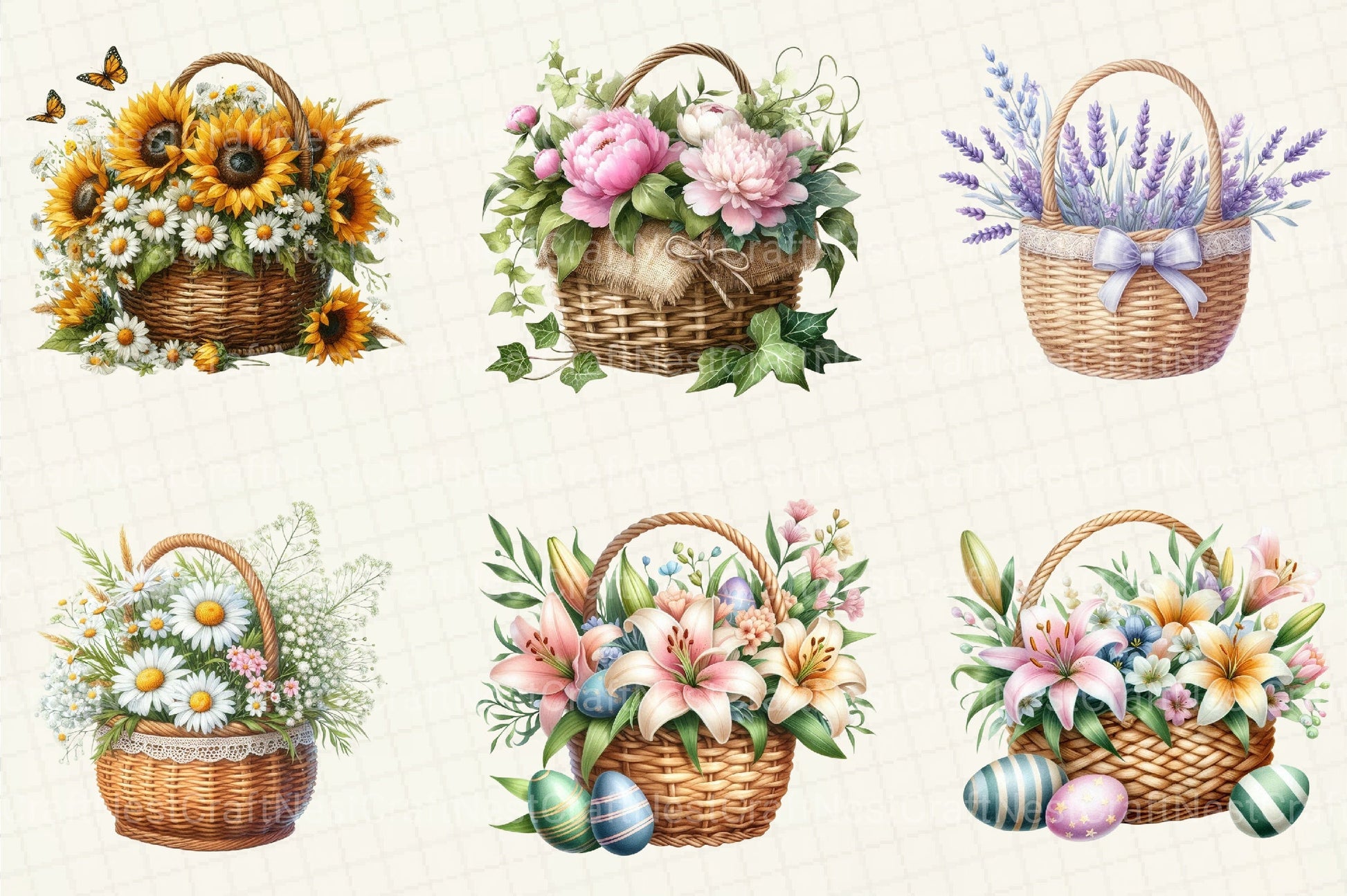Flower Basket Clipart Bundle - CraftNest - Digital Crafting and Art