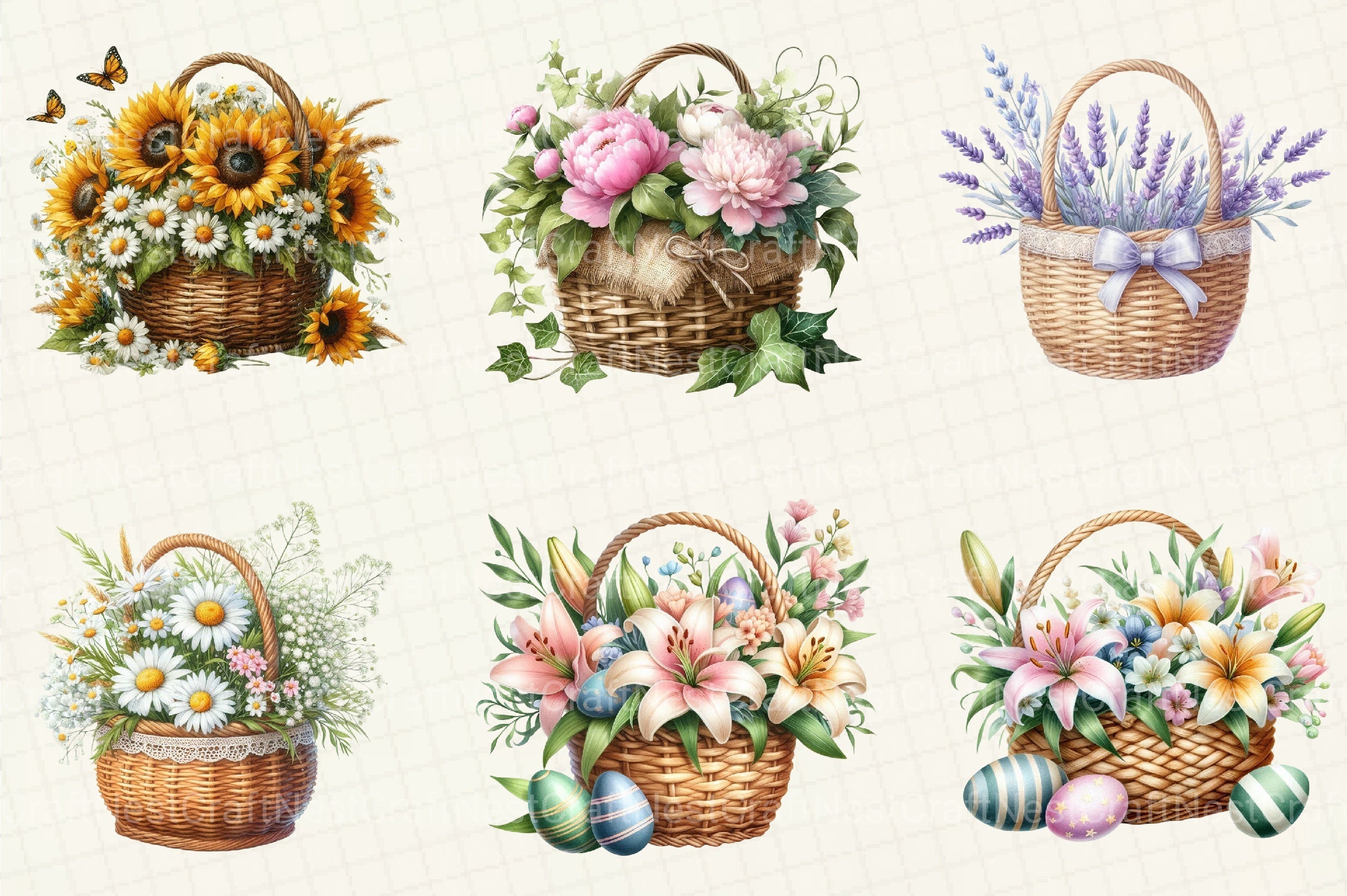 Flower Basket Clipart Bundle - CraftNest - Digital Crafting and Art
