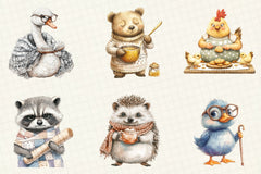 Whimsical Granny Animals Clipart Bundle - CraftNest - Digital Crafting and Art