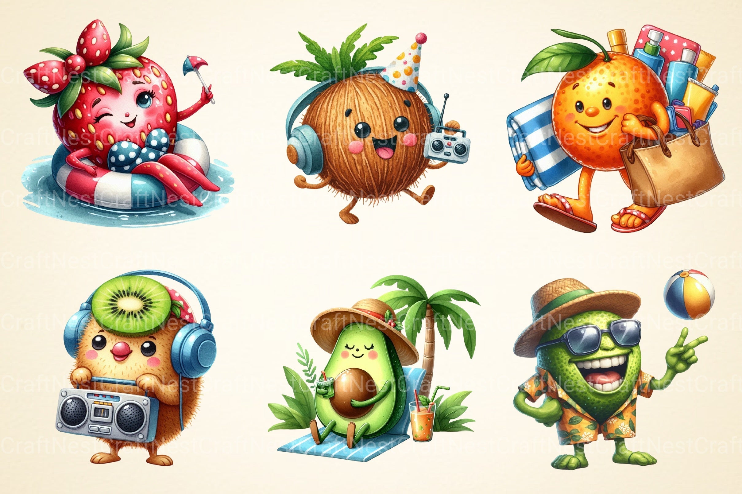 Funny Fruit Clipart Bundle - CraftNest - Digital Crafting and Art