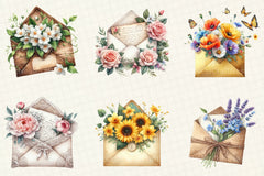 Spring Envelope Flower Letter Clipart Bundle - CraftNest - Digital Crafting and Art