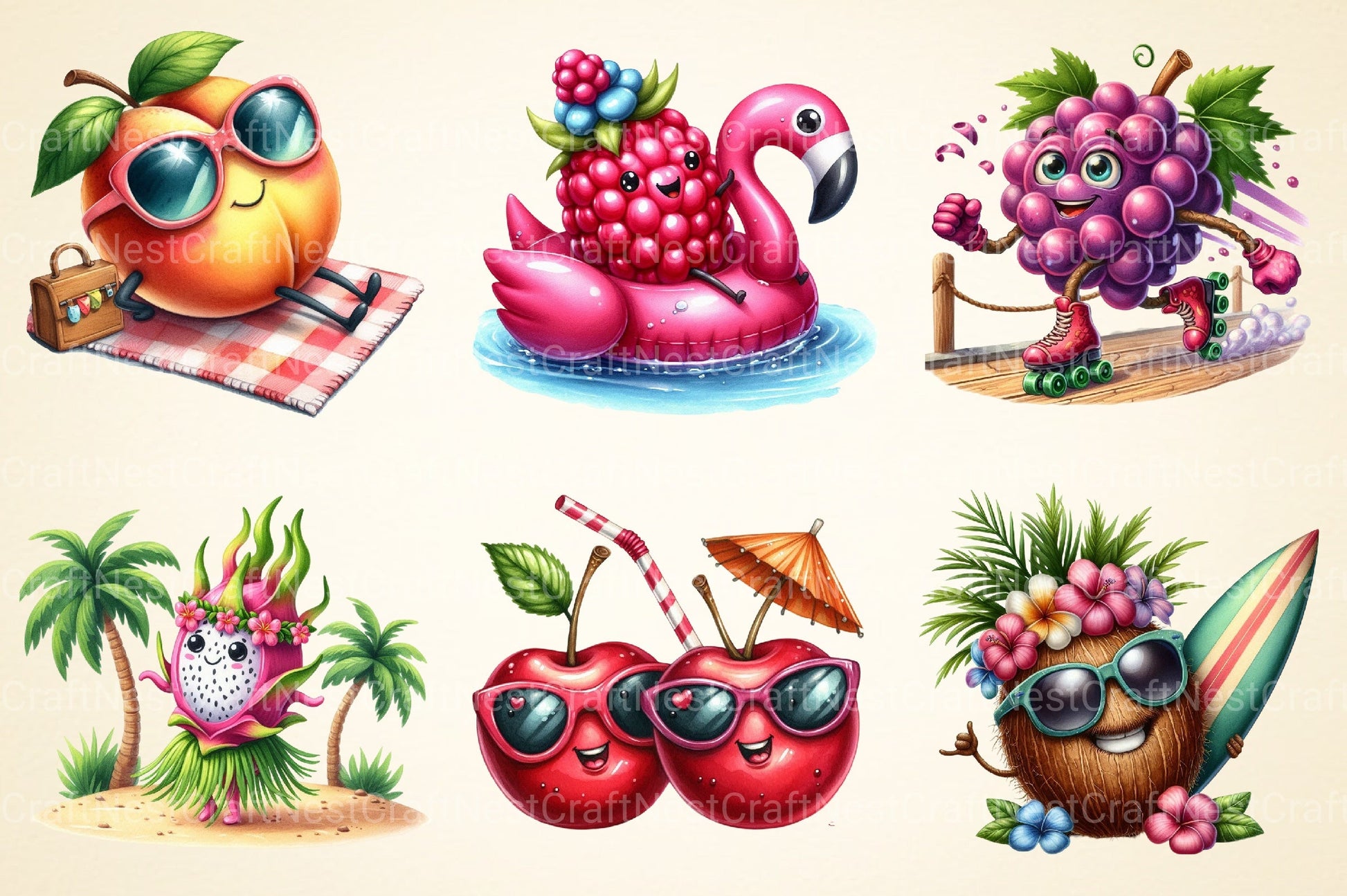 Funny Fruit Clipart Bundle - CraftNest - Digital Crafting and Art