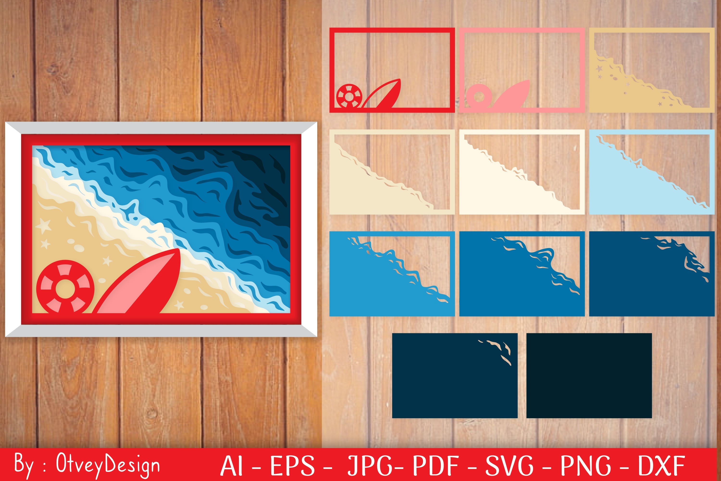 Ocean Shadow Box SVG Bundle for Cricut