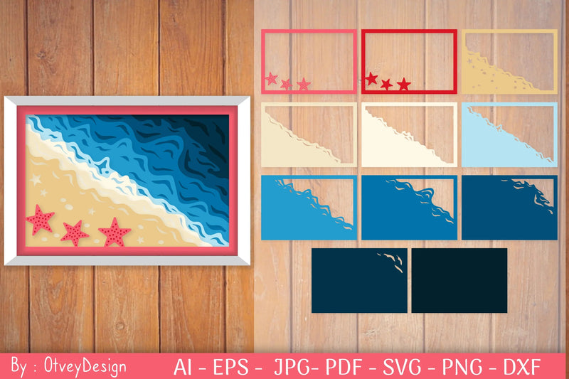 Ocean Shadow Box SVG Bundle for Cricut - CraftNest - Digital Crafting and Art