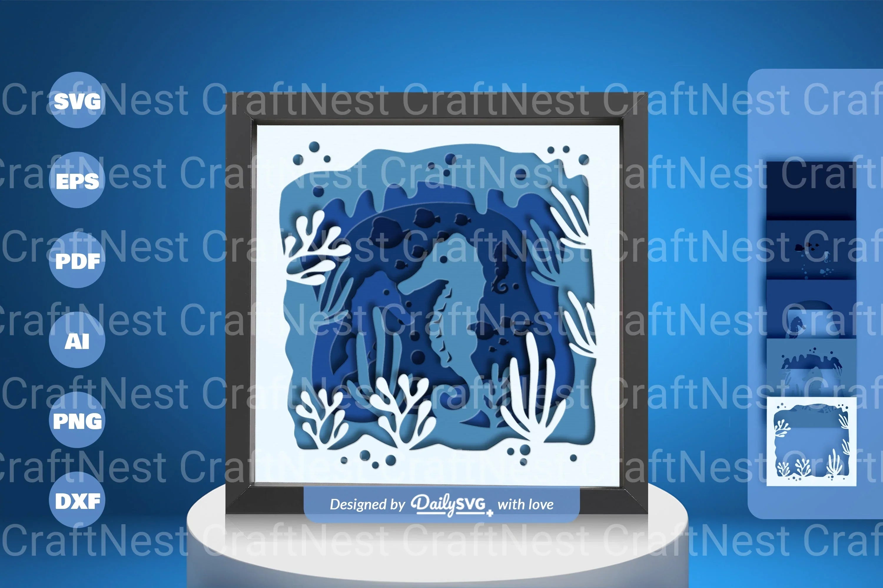 Ocean Seahorse Papercut SVG Bundle