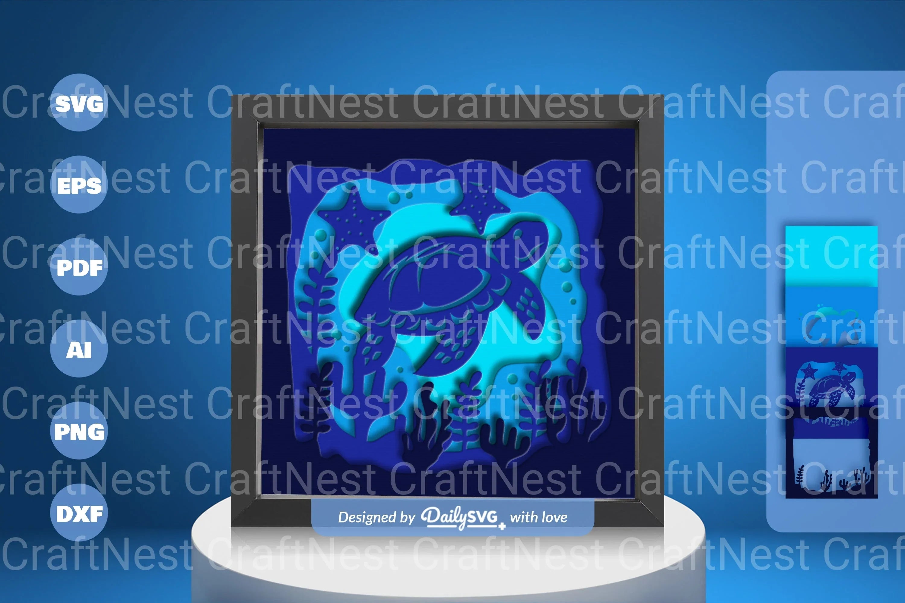 Ocean Turtle Papercut SVG Bundle