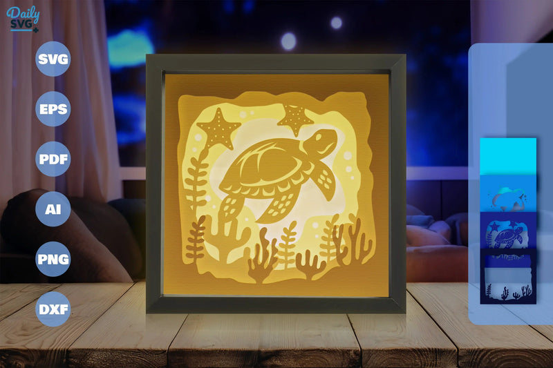 Ocean Turtle Papercut SVG Bundle - CraftNest - Digital Crafting and Art