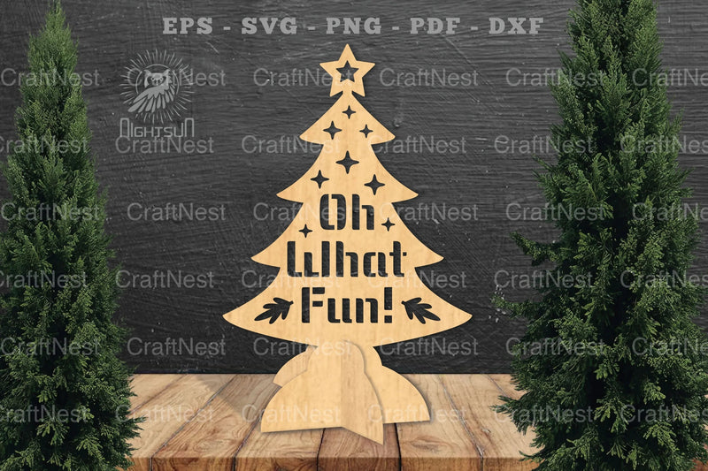 Oh What Fun Christmas Tree Laser Cut Home Decor Clipart Bundle - CraftNest - Digital Crafting and Art