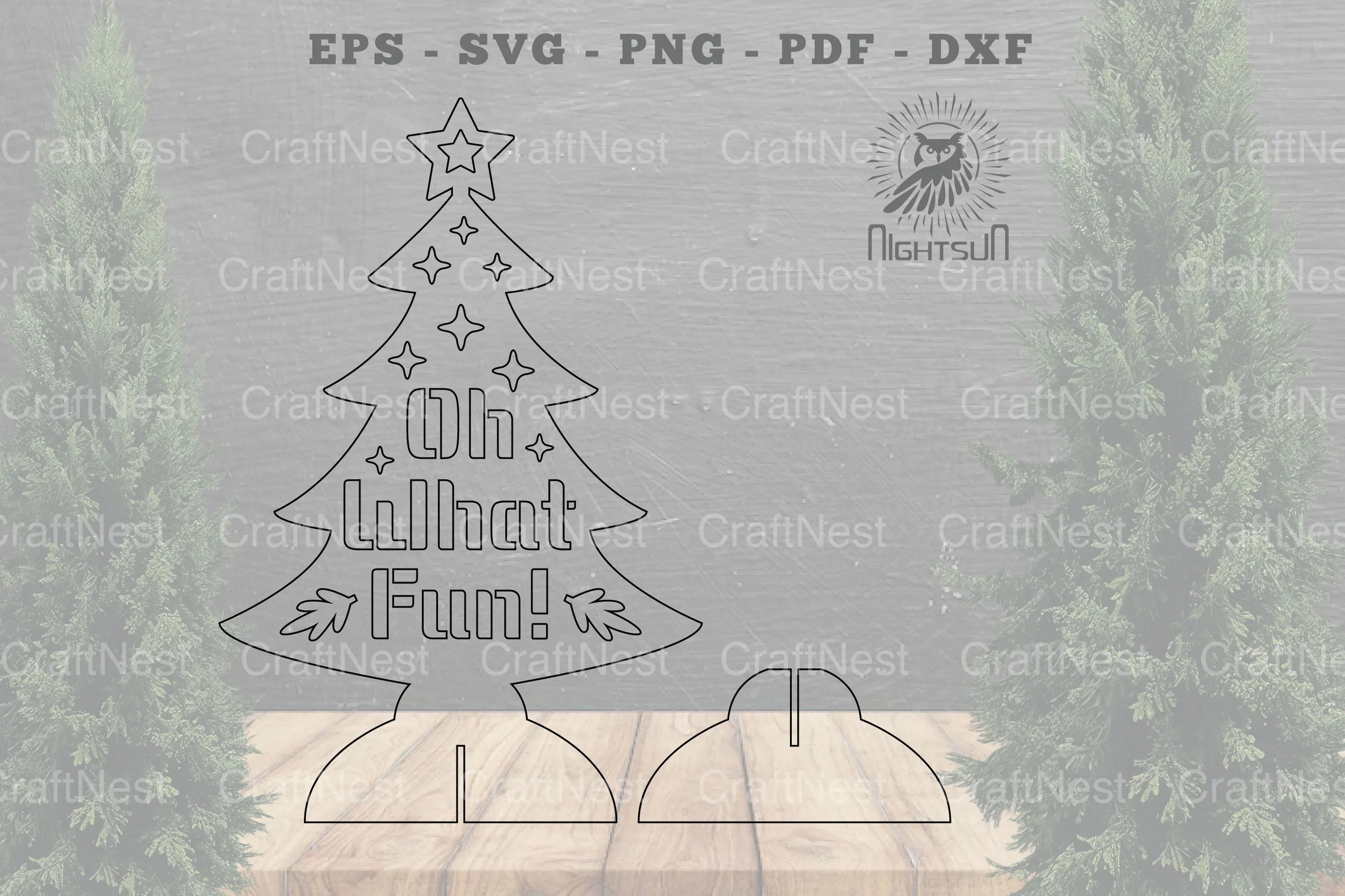 Oh What Fun Christmas Tree Laser Cut Home Decor Clipart Bundle - CraftNest - Digital Crafting and Art