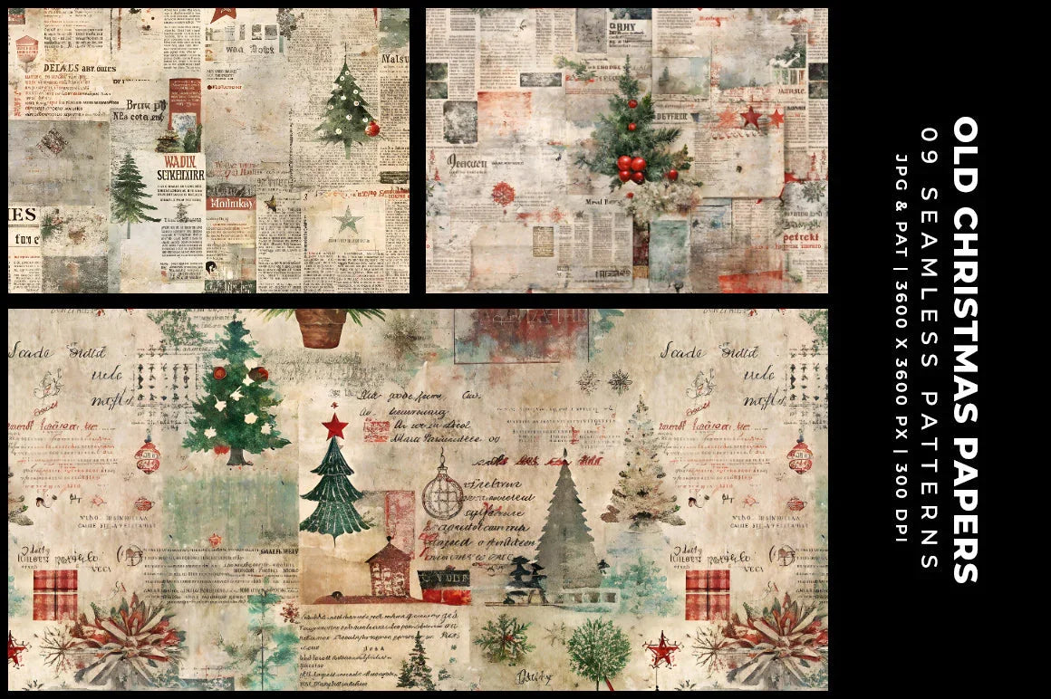 Old Christmas Paper Collage