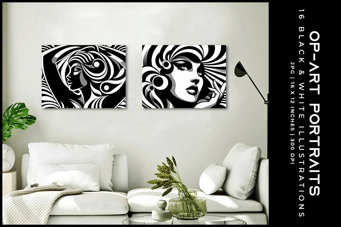 Op Art Portraits - Wall Art - CraftNest - Digital Crafting and Art