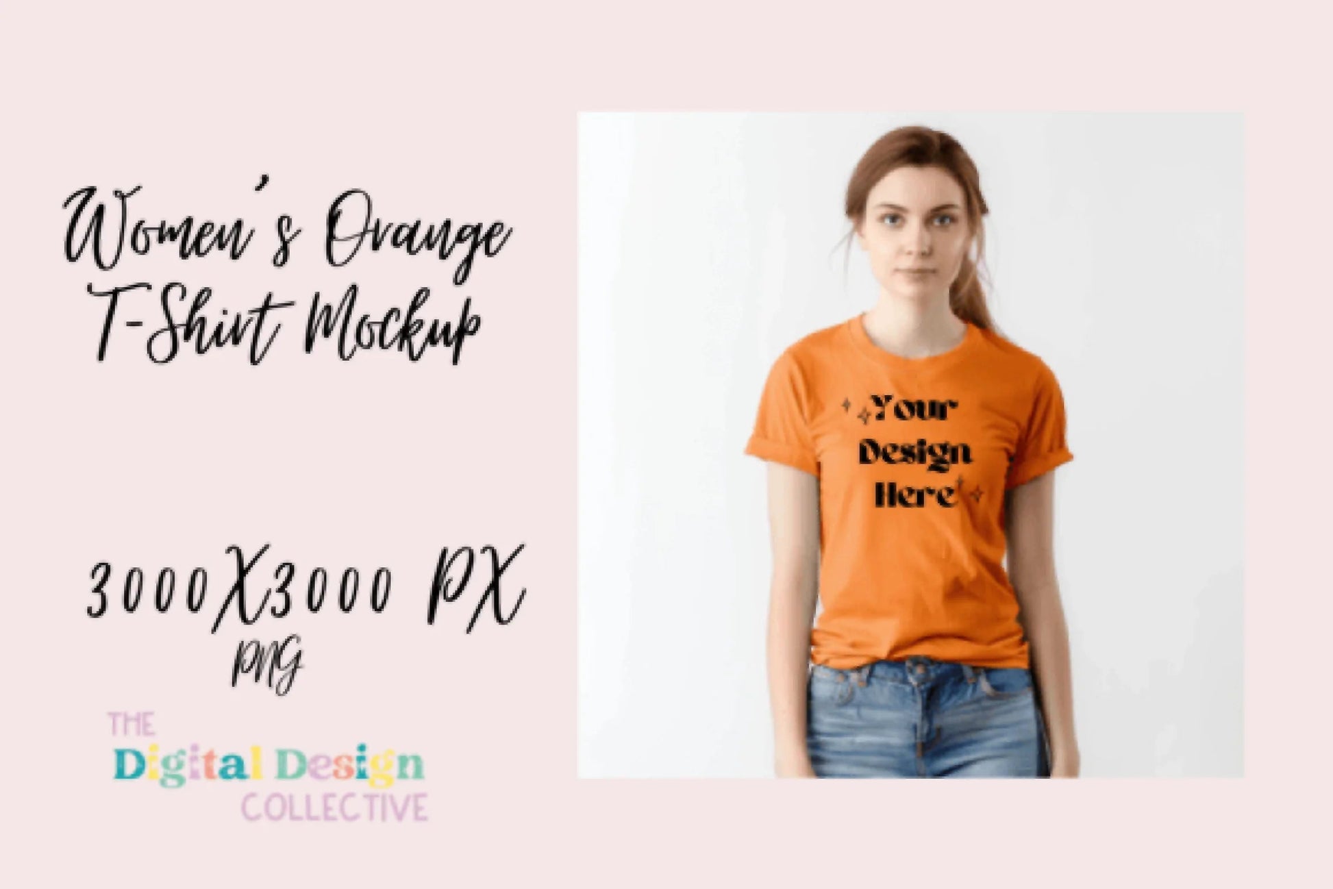 Women's Orange T-shirt Mockup - CraftNest - Digital Crafting and Art