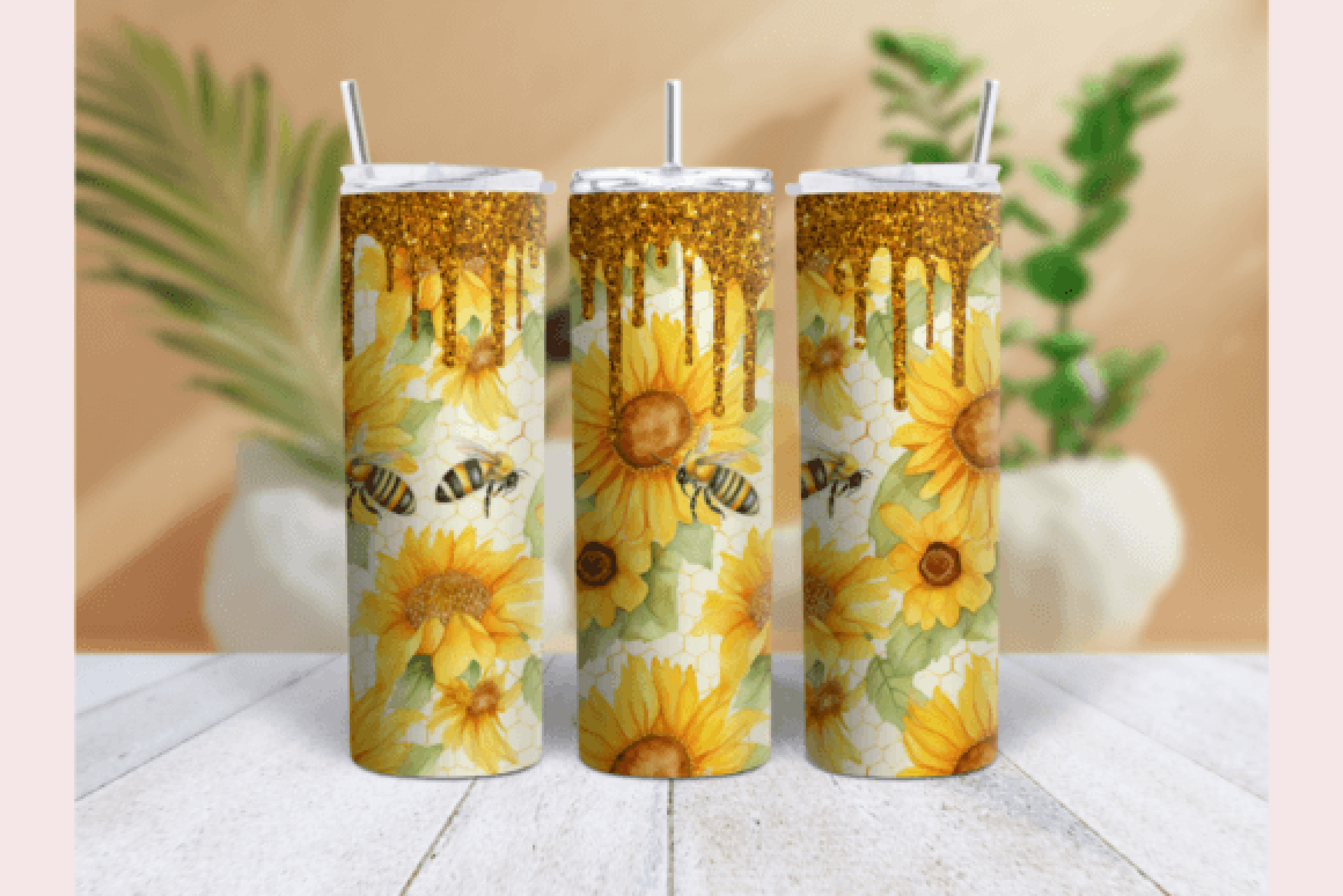 Orange Glitter Honey Bee Tumbler Wrap Bundle - CraftNest - Digital Crafting and Art
