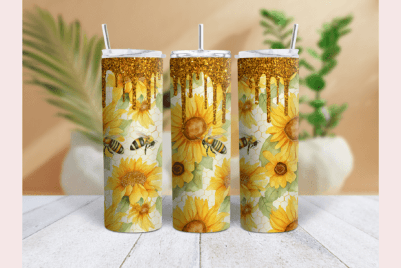 Orange Glitter Honey Bee Tumbler Wrap Bundle - CraftNest - Digital Crafting and Art