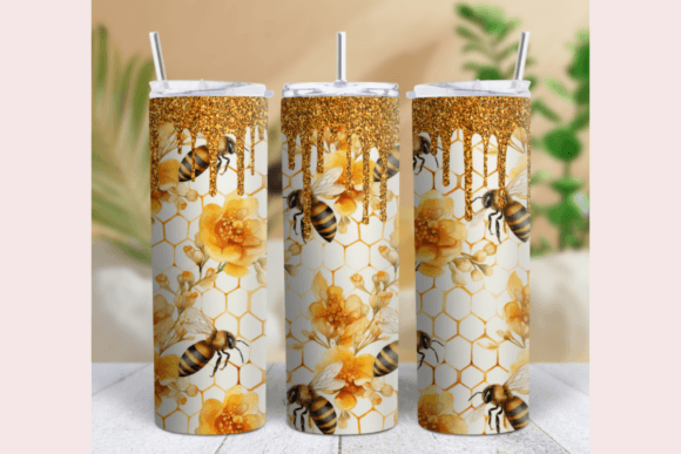 Orange Glitter Honey Bee Tumbler Wrap Bundle - CraftNest - Digital Crafting and Art