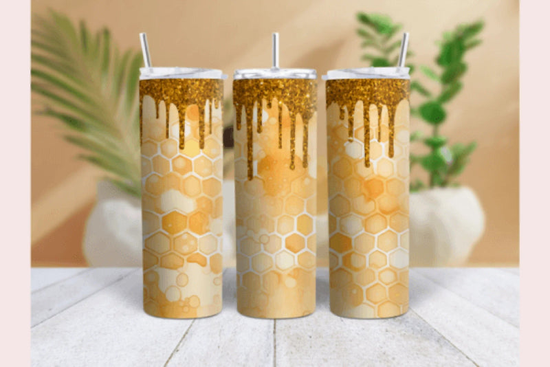 Orange Glitter Honey Bee Tumbler Wrap Bundle - CraftNest - Digital Crafting and Art
