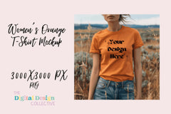 Women's Orange T-shirt Mockup - CraftNest - Digital Crafting and Art